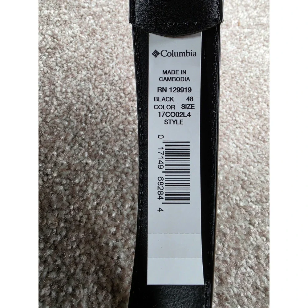 NWT Columbia Black Belt‎ Size 48 Synthetic Leather Casual Dress Belt Mens